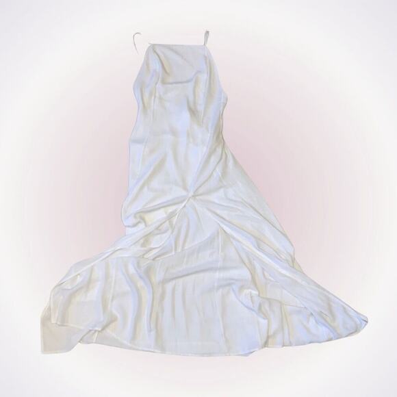 June and Hudson white high neck gown with thigh slit | Sz S - Picture 1 of 9